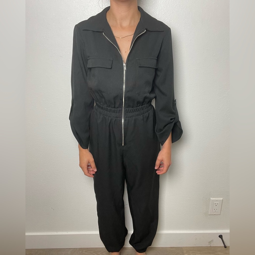 XS Black Jumpsuit Zip Up